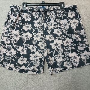 Croft And Barrow Men's Shorts Pajama 100% Cotton Size L (36-38) Floral Black Tie